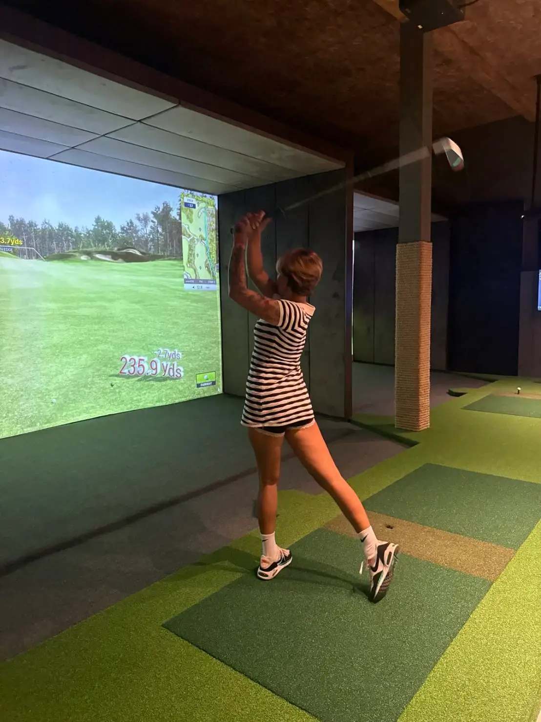 Player practicing swing